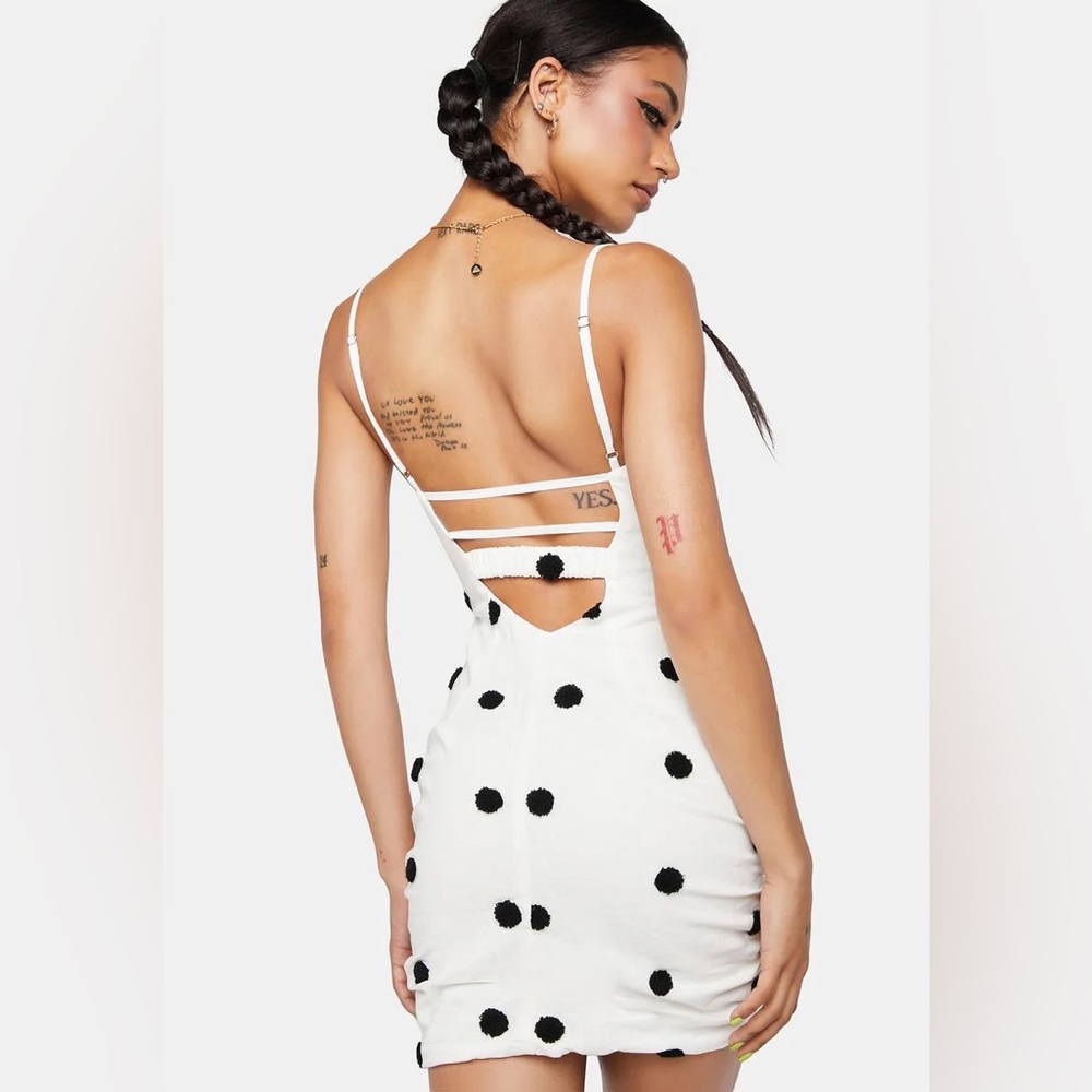 For Love And Lemons White Polka Dot Cutout Mini Dress - Picture 3 of 11
